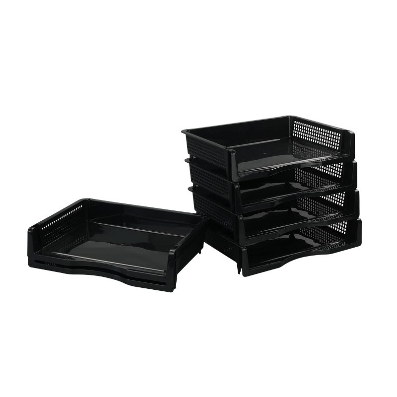Wekioger Plastic Paper Organizer Tray, Stackable File Document Basket Tray, 6 Packs - Image 4